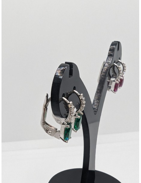 Orecchini monachella in Oro Bianco 18KT con zirconi
