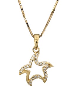 Pendente stella marina in oro con zirconi