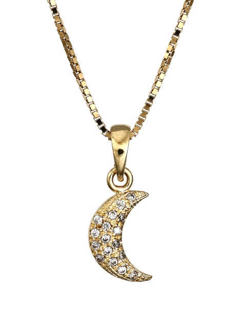 Pendente luna in oro con zirconi