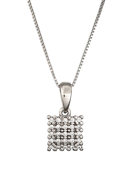 Pendente quadrato in oro bianco e zirconi