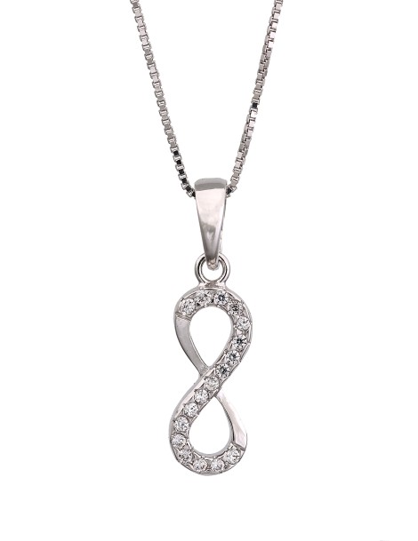 Pendente a infinito in oro bianco con zirconi