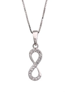 Pendente a infinito in oro bianco con zirconi