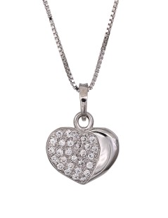Pendente cuore in oro bianco con zirconi
