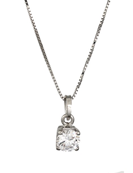 Pendente punto luce in oro bianco con zircone
