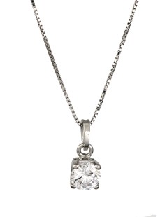 Pendente punto luce in oro bianco con zircone