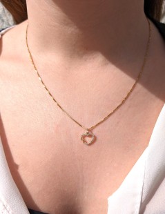 Pendente Cuore e infinito in oro giallo con zirconi