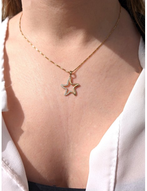 Pendente stella marina in oro bianco e zirconi
