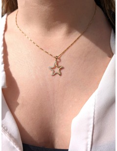 Pendente stella marina in oro bianco e zirconi