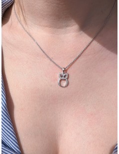 Pendente Gufo in oro bianco con zirconi