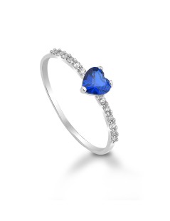 Anello Cuore in oro bianco con zirconi