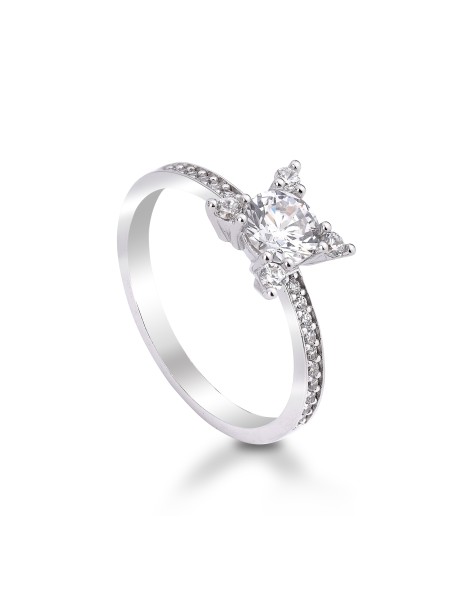 Anello in oro bianco con zirconi