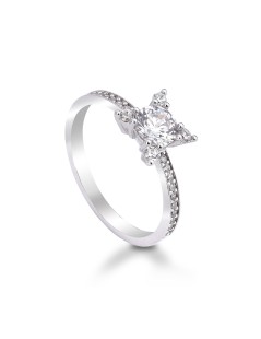 Anello in oro bianco con zirconi