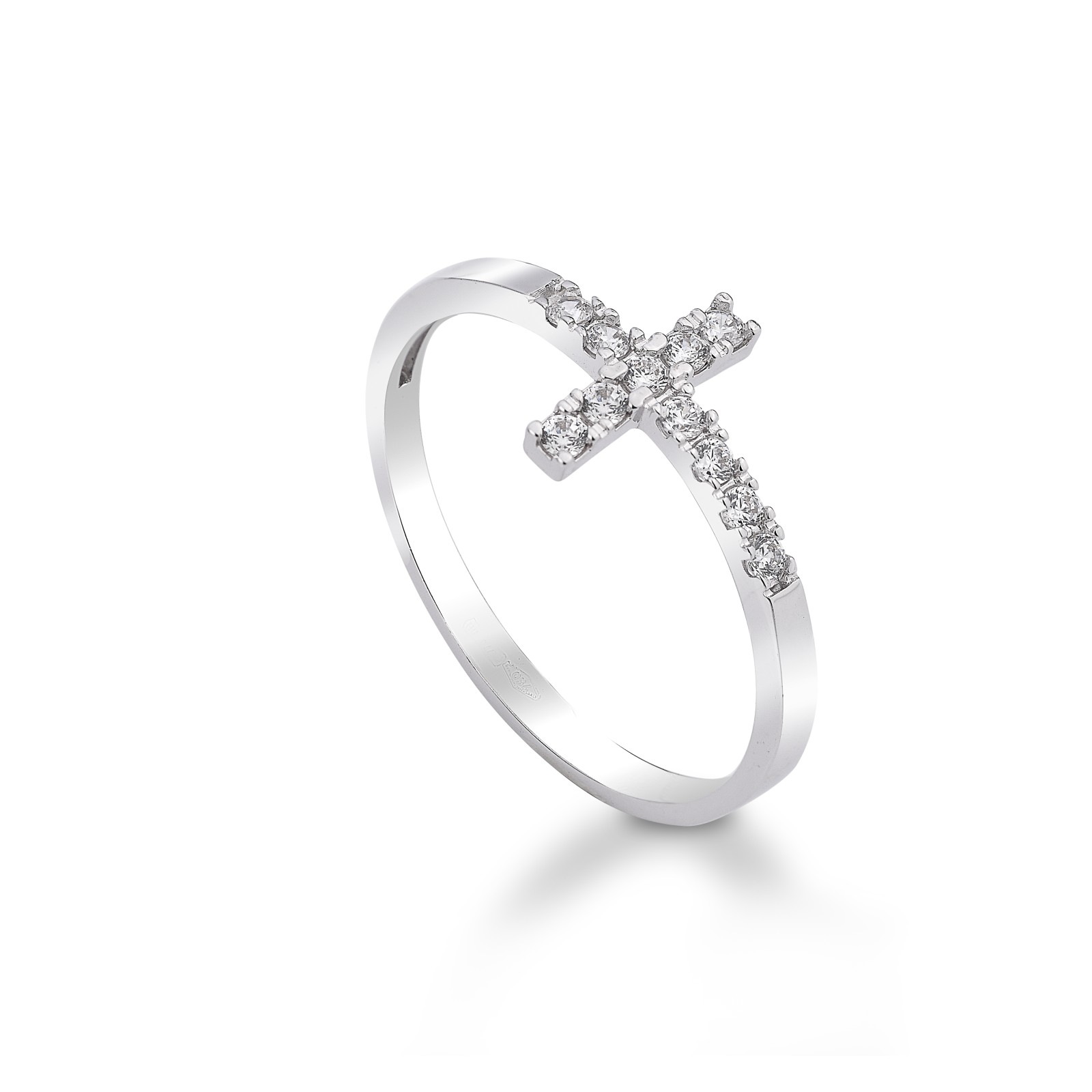 Anello croce in oro bianco...