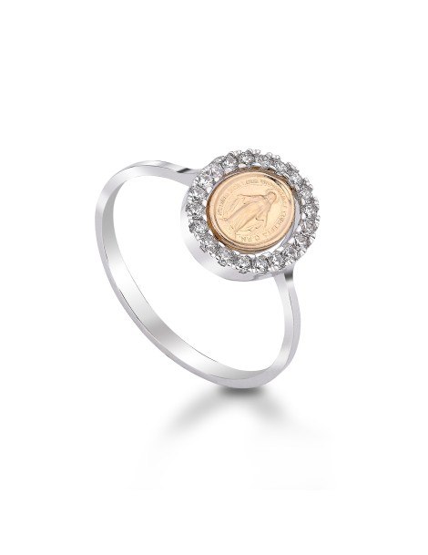 Anello in oro bianco con zirconi e miracolosa