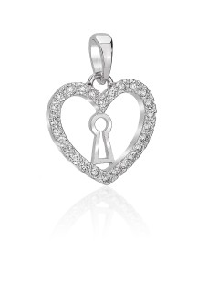 Pendente cuore in oro bianco lucchetto