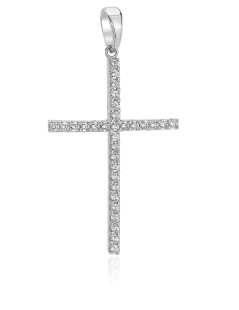 Croce in oro bianco con zirconi