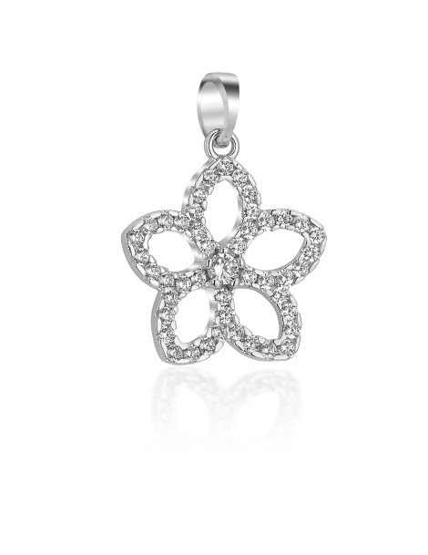 Pendente Fiore in oro bianco con zirconi