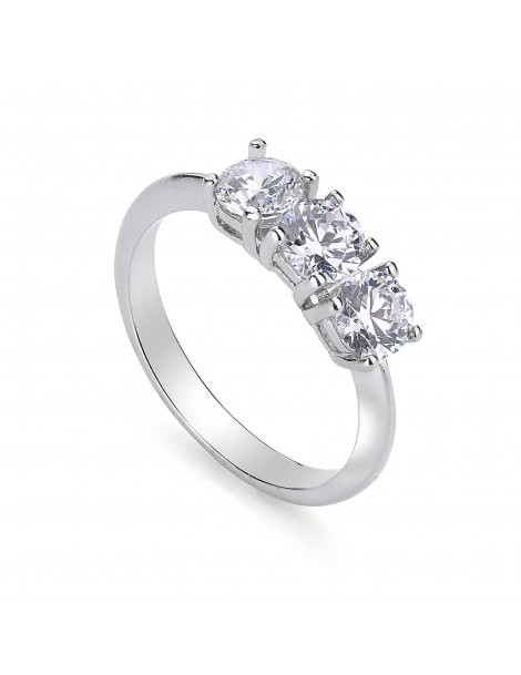 Anello Trilogy in oro bianco con zirconi