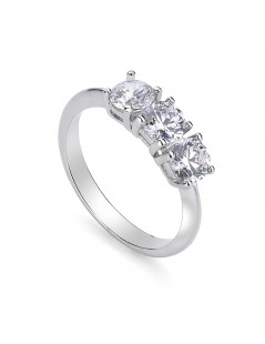 Anello Trilogy in oro bianco con zirconi