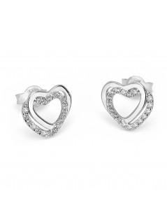 Orecchini a cuore in oro bianco con zirconi