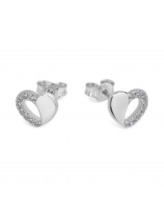 Orecchini cuore in oro bianco con zirconi