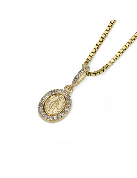 Pendente miracolosa piccola oro con zirconi