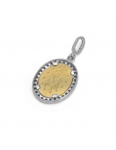 Pendente miracolosa grande oro bianco/giallo con zirconi