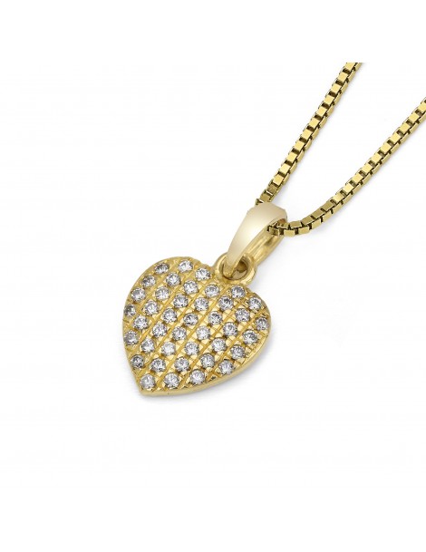 Pendente cuore in oro con zirconi