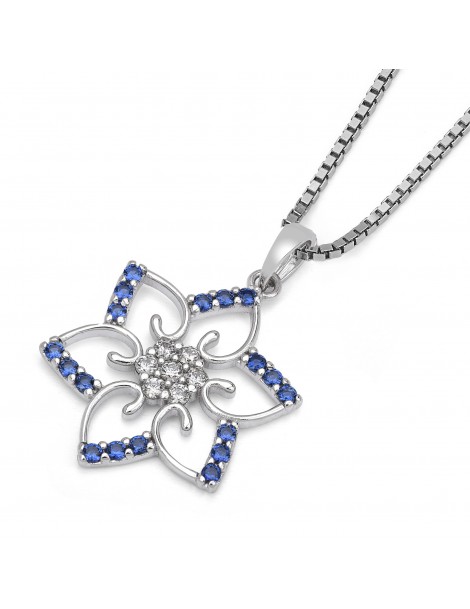Pendente fiore in oro bianco con zirconi