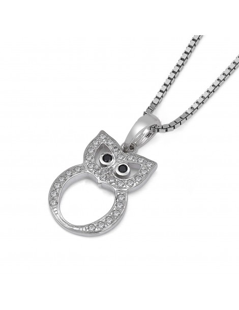 Pendente Gufo in oro bianco con zirconi
