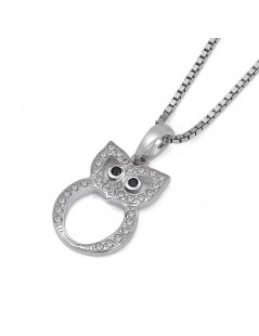 Pendente Gufo in oro bianco con zirconi