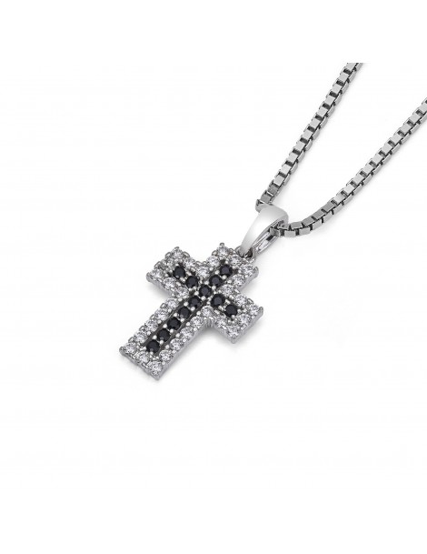 Croce in oro bianco con zirconi