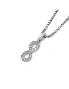 Pendente infinito in oro bianco con zirconi