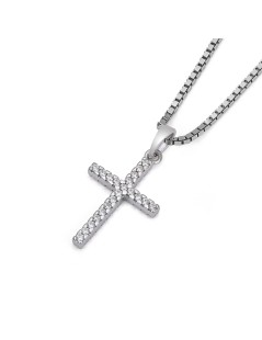Croce piccola in oro bianco con zirconi